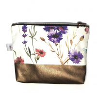 Kosmetiktasche Braun/Blumen